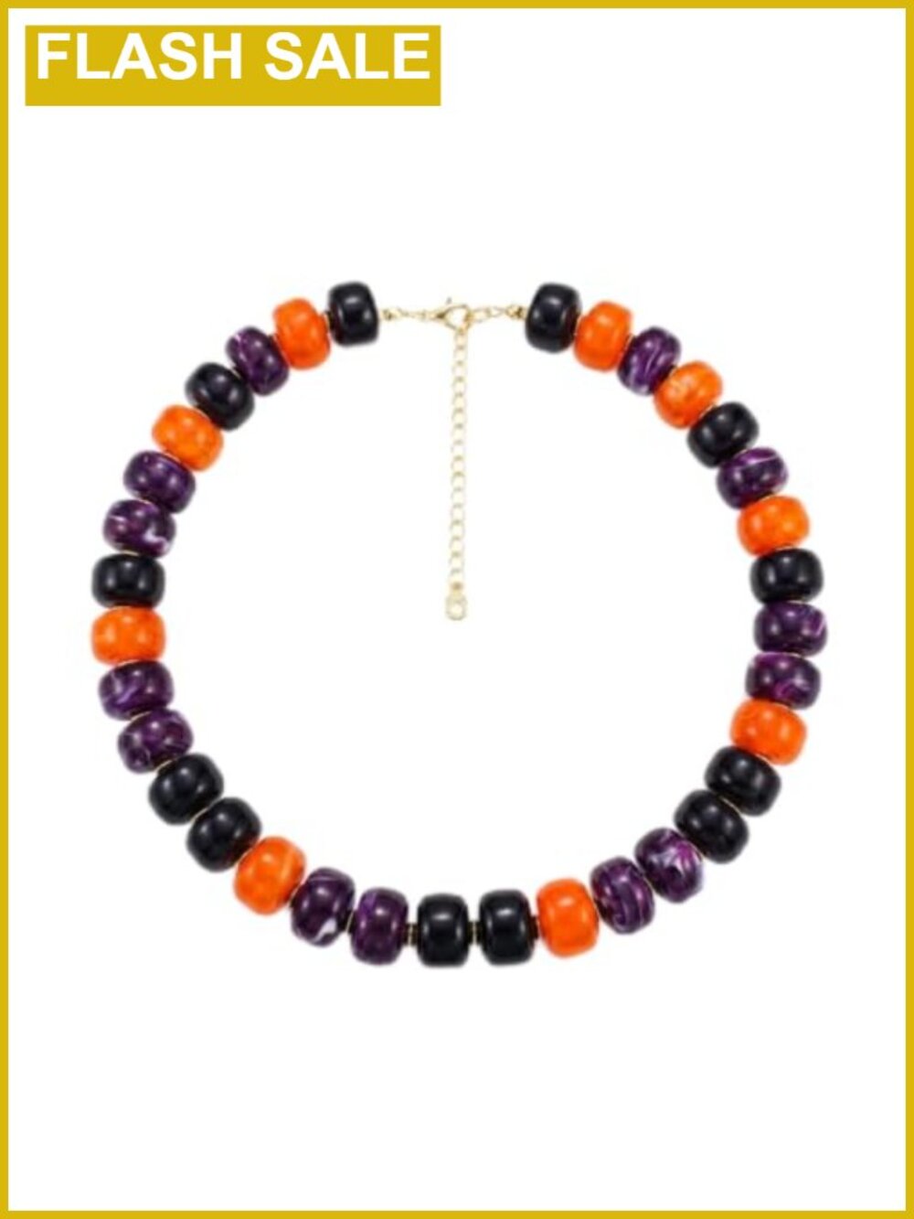 Chunky Acrylic Beaded Necklace Brass Statement Jewelry Gift